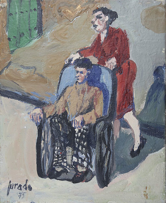 A boy in a wheelchair